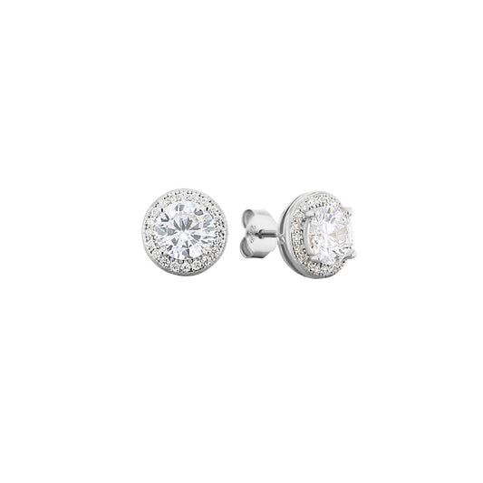Boucles d'oreilles en Argent 925 plaqué Rhodium assemblées d'Oxyde de zirconium blanc - Maison Di Giorgio