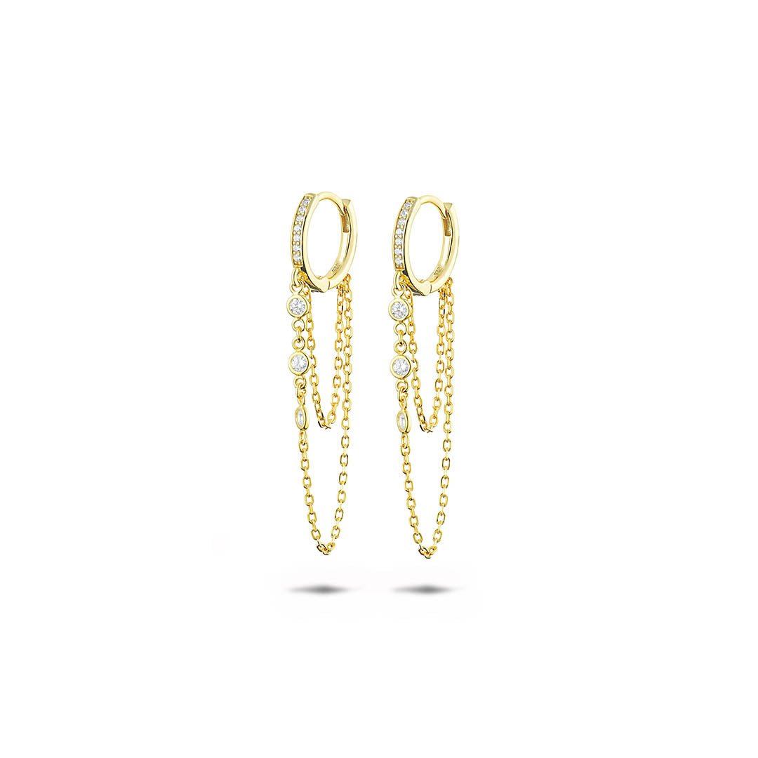 Boucles d'oreilles en Argent 925 doré Or jaune 18k assemblées d'Oxyde de zirconium - Maison Di Giorgio