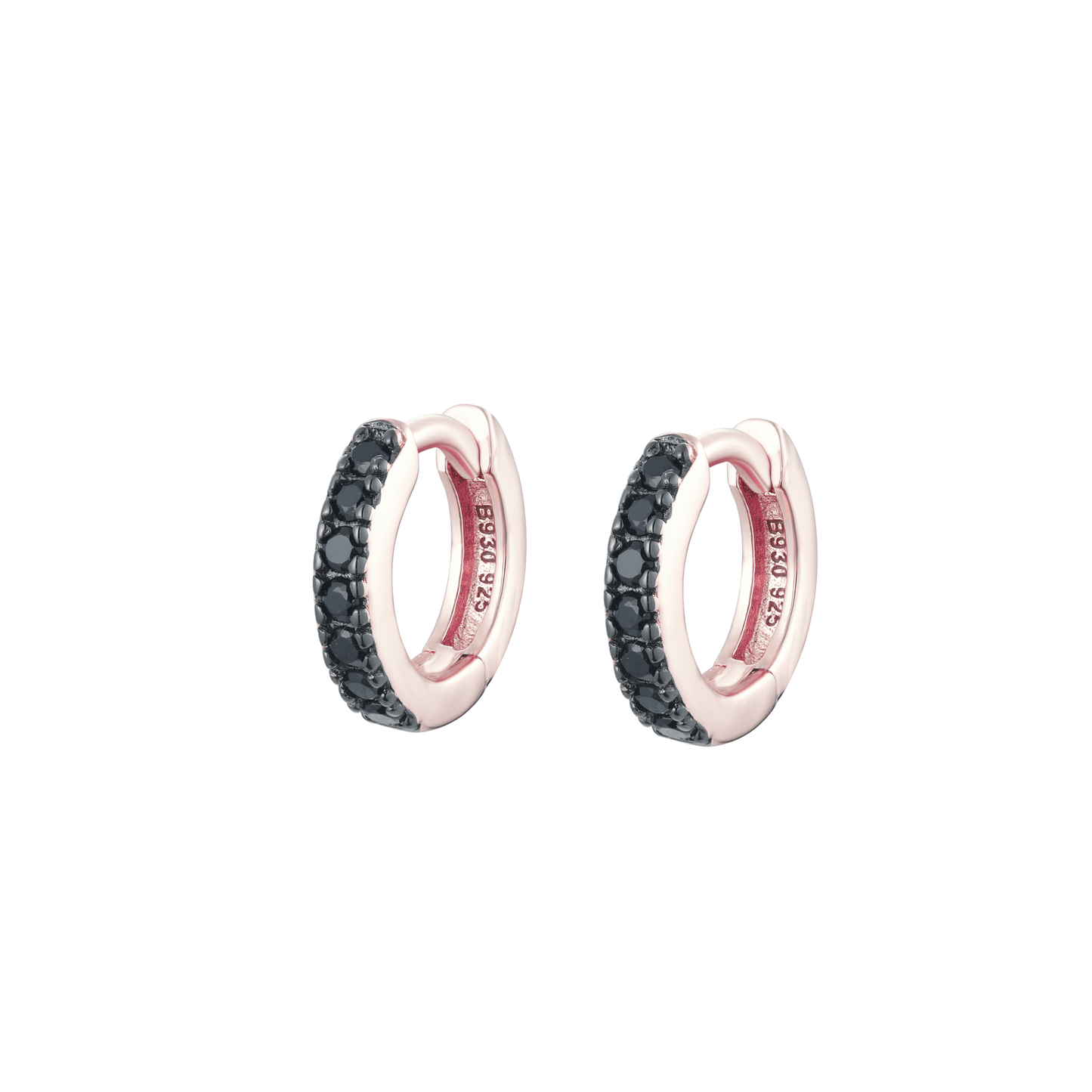 Boucles d'oreilles en Argent 925 doré Or rose 18k et Or noir assemblées d'oxyde de zirconium noir - Maison Di Giorgio