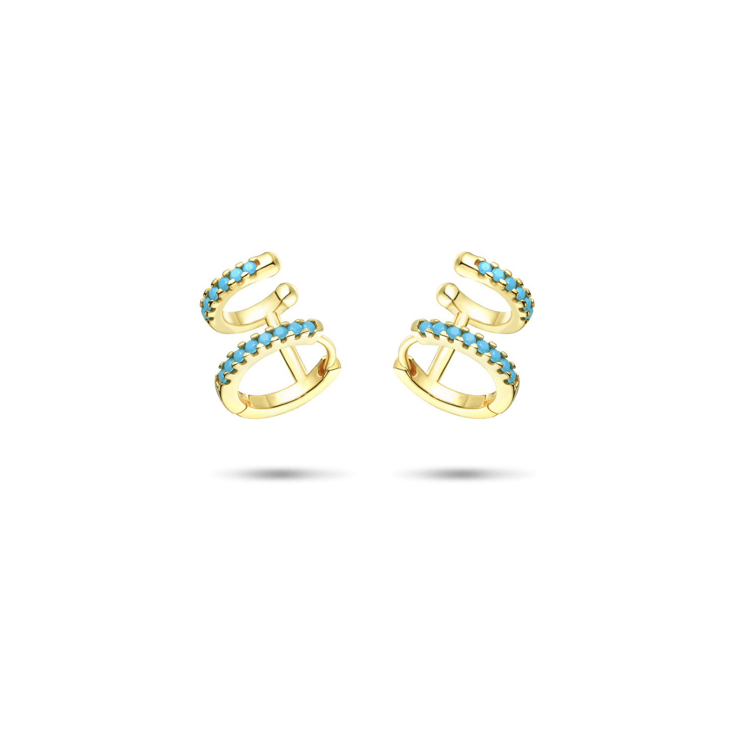 Boucles d'oreilles en Argent 925 doré Or jaune 18k assemblées de Turquoise - Maison Di Giorgio