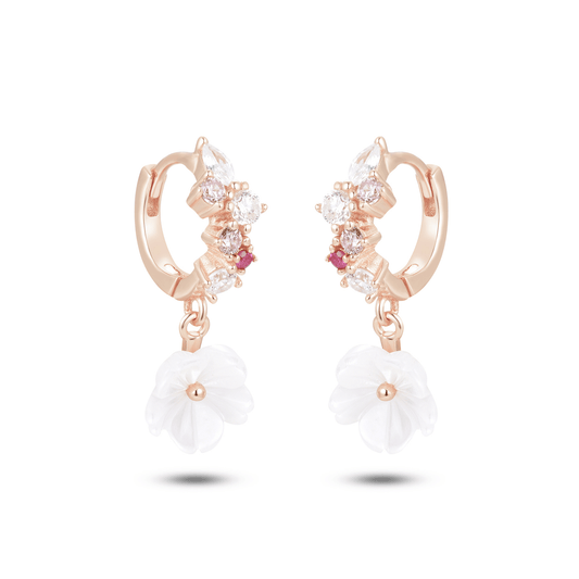 Boucles d'oreilles en Argent 925 doré Or rose 18k assemblées de Nacre et Oxyde de zirconium - Maison Di Giorgio
