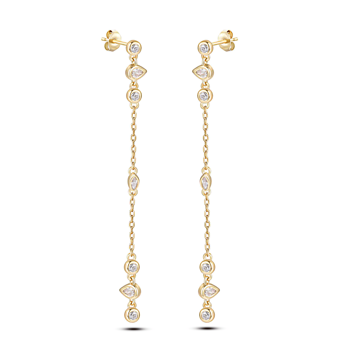 Boucles d'oreilles en Argent 925 doré Or jaune 18k assemblées d'Oxyde de zirconium - Maison Di Giorgio