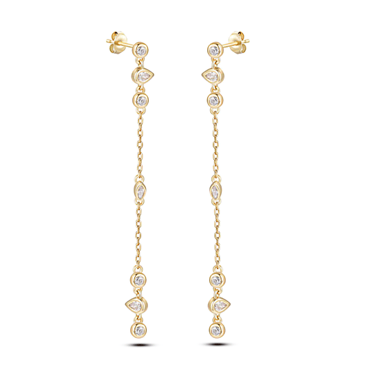 Boucles d'oreilles en Argent 925 doré Or jaune 18k assemblées d'Oxyde de zirconium - Maison Di Giorgio