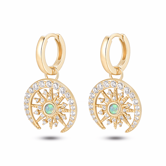 Boucles d'oreilles en Argent 925 doré Or jaune 18k assemblées d'Opale verte - Maison Di Giorgio