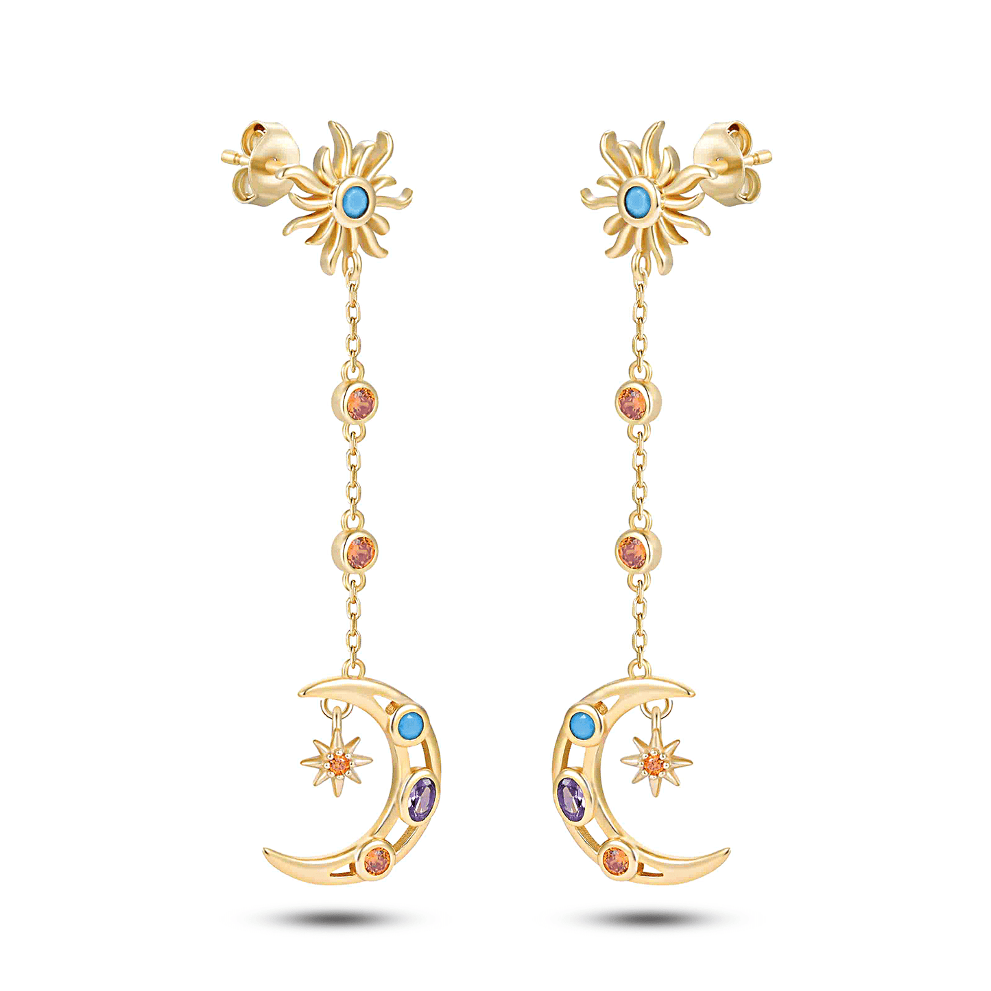 Boucles d'oreilles en Argent 925 doré Or jaune 18k assemblée d'Oxyde de zirconium - Maison Di Giorgio