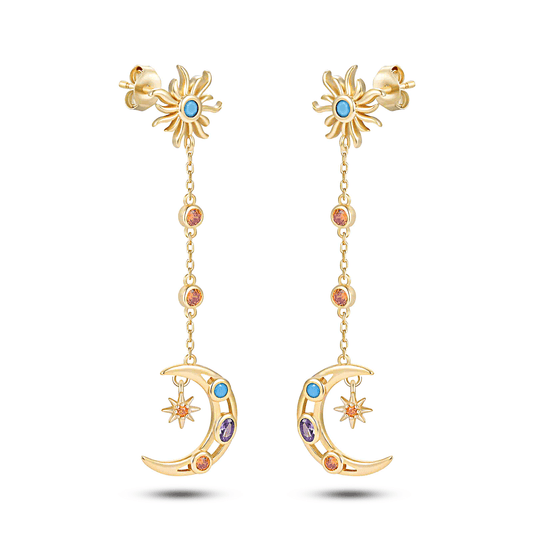 Boucles d'oreilles en Argent 925 doré Or jaune 18k assemblée d'Oxyde de zirconium - Maison Di Giorgio
