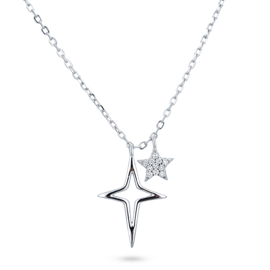 Collier en Argent 925 plaqué Rhodium assemblé d'Oxyde de zirconium blanc - Maison Di Giorgio