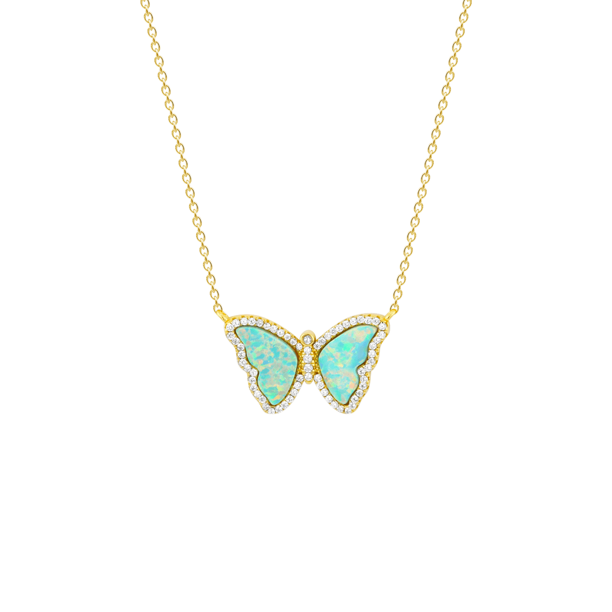 Collier en Argent 925 doré Or jaune 18k assemblé d'Opale et d'Oxyde de zirconium - Maison Di Giorgio