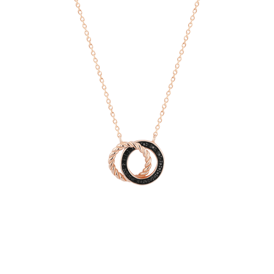 Collier en Argent 925 doré Or rose 18k assemblé d'Oxyde de zirconium noir - Maison Di Giorgio