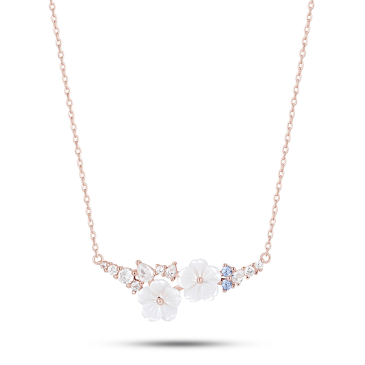 Collier en Argent 925 doré Or rose 18k assemblé de Nacre et Oxyde de zirconium - Maison Di Giorgio