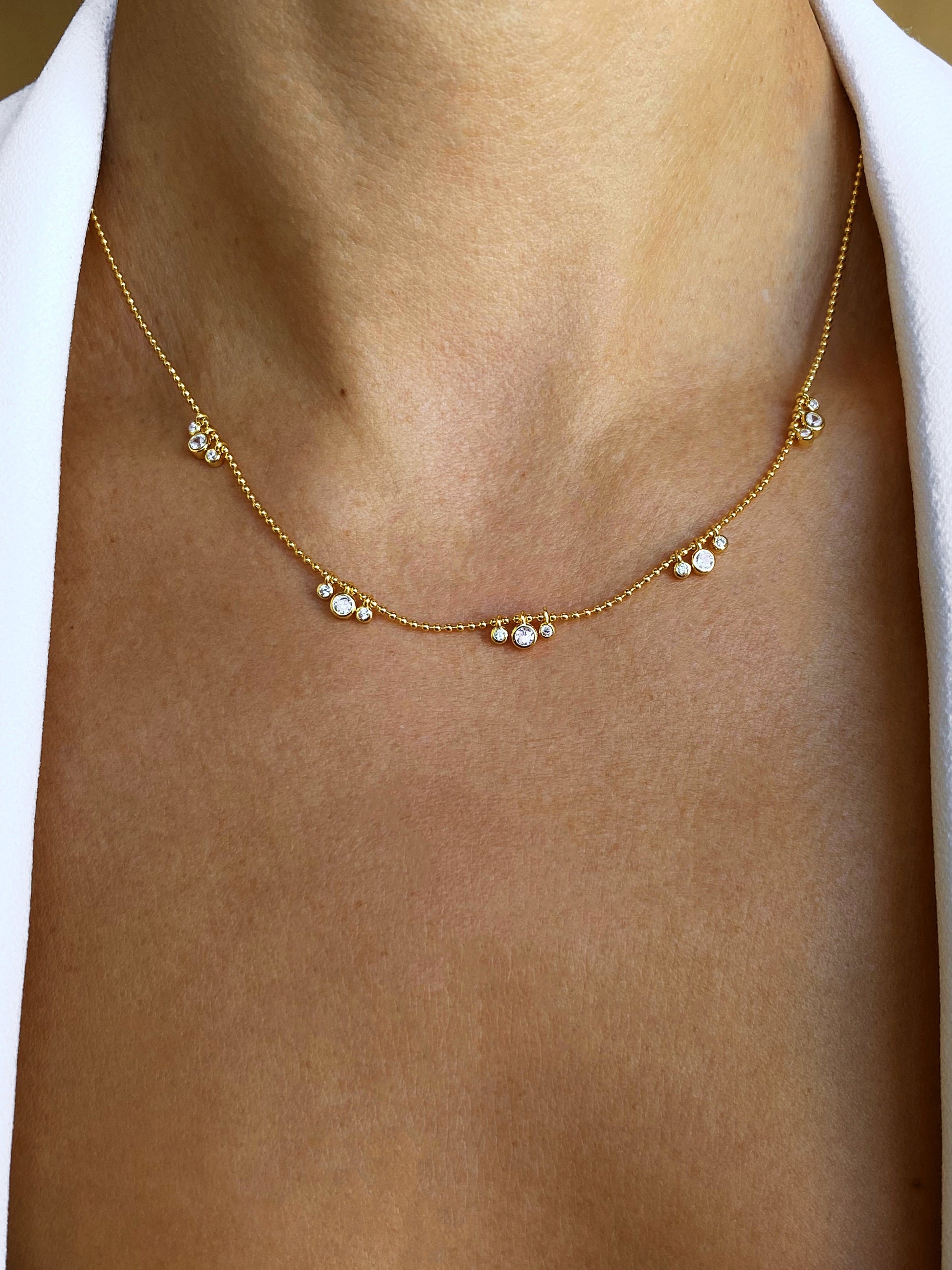 Collier en Argent 925 doré Or jaune 18k assemblé d'Oxyde de zirconium blanc - Maison Di Giorgio