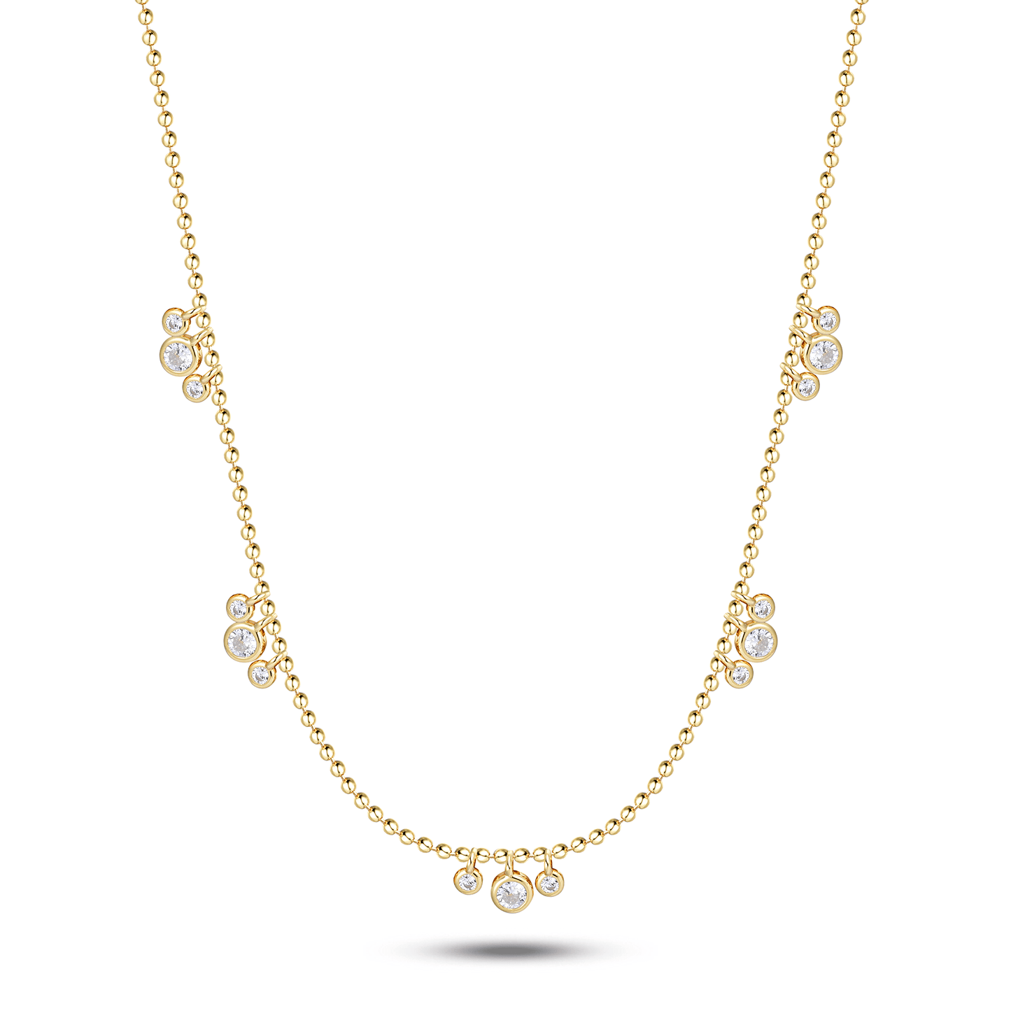 Collier en Argent 925 doré Or jaune 18k assemblé d'Oxyde de zirconium blanc - Maison Di Giorgio