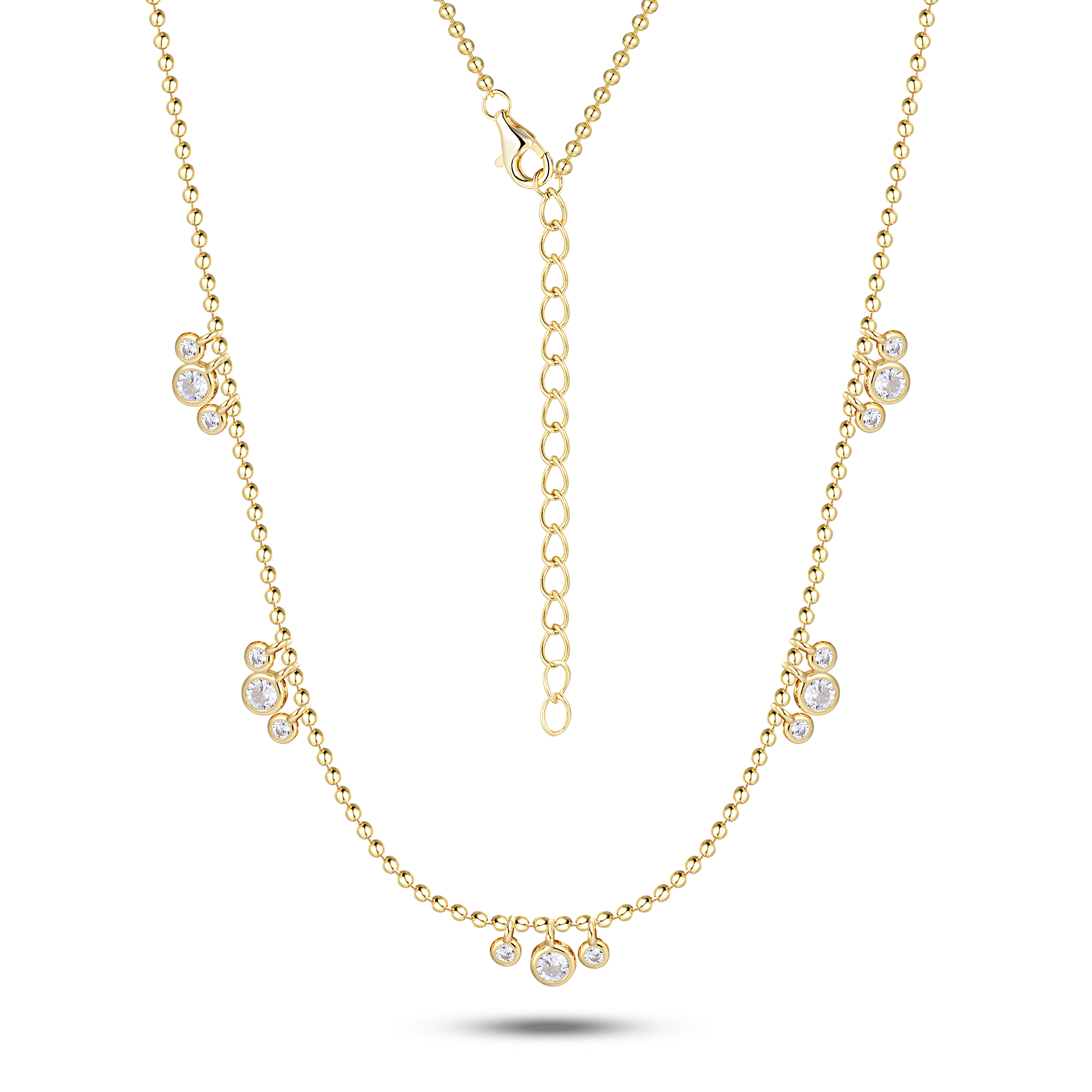 Collier en Argent 925 doré Or jaune 18k assemblé d'Oxyde de zirconium blanc - Maison Di Giorgio