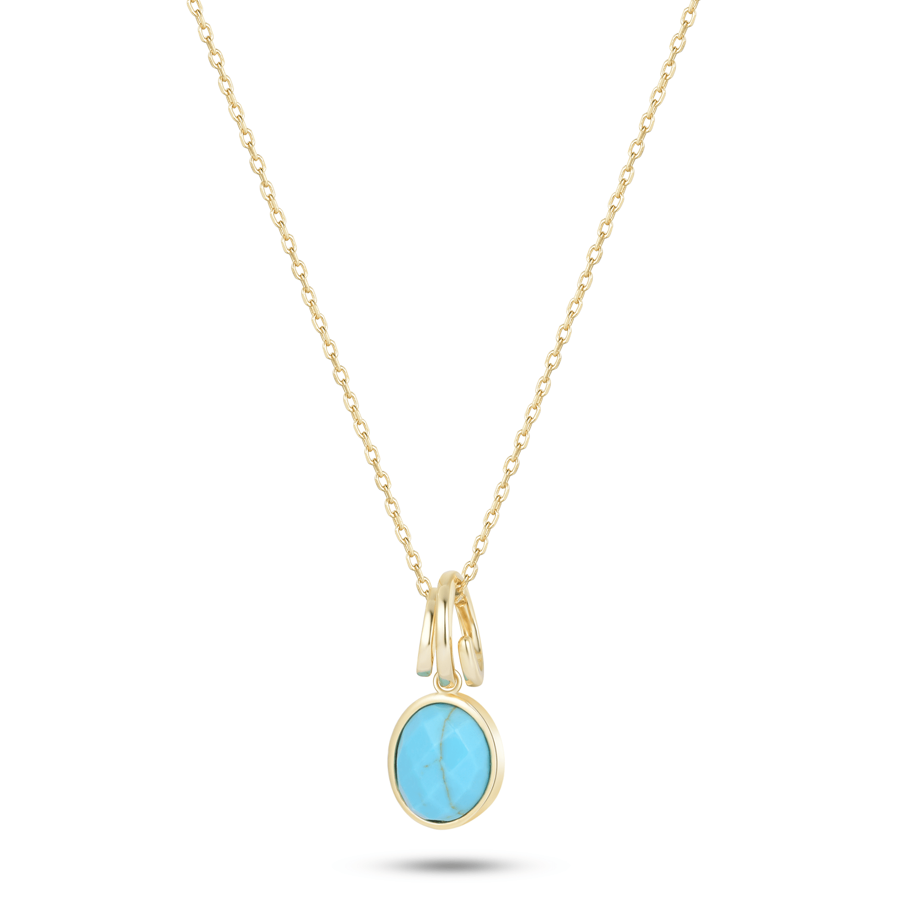 Collier en Argent 925 doré Or jaune 18k assemblé de Turquoise - Maison Di Giorgio