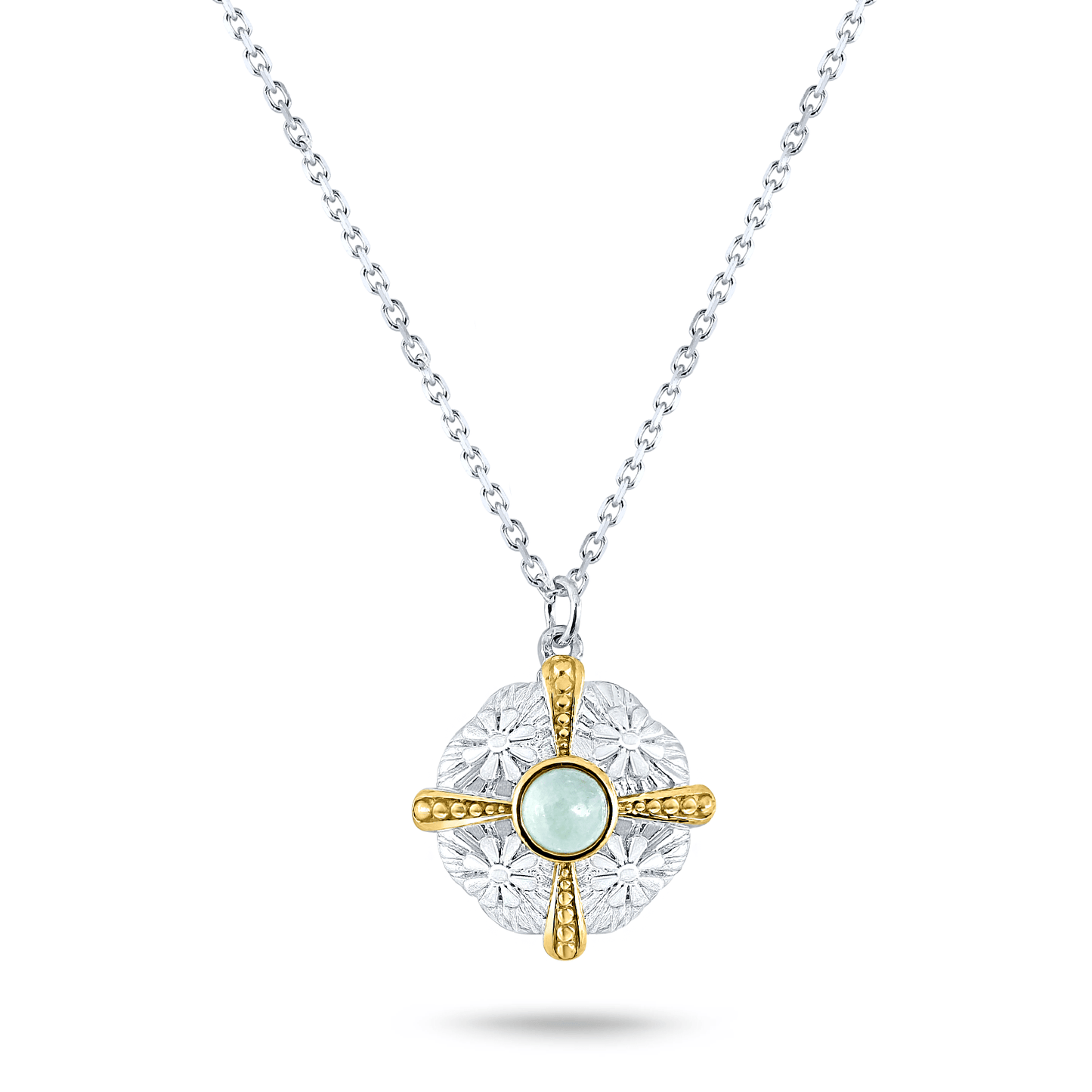 Collier en Argent 925 partiellement doré Or jaune 18k assemblé de Quartz vert clair - Maison Di Giorgio