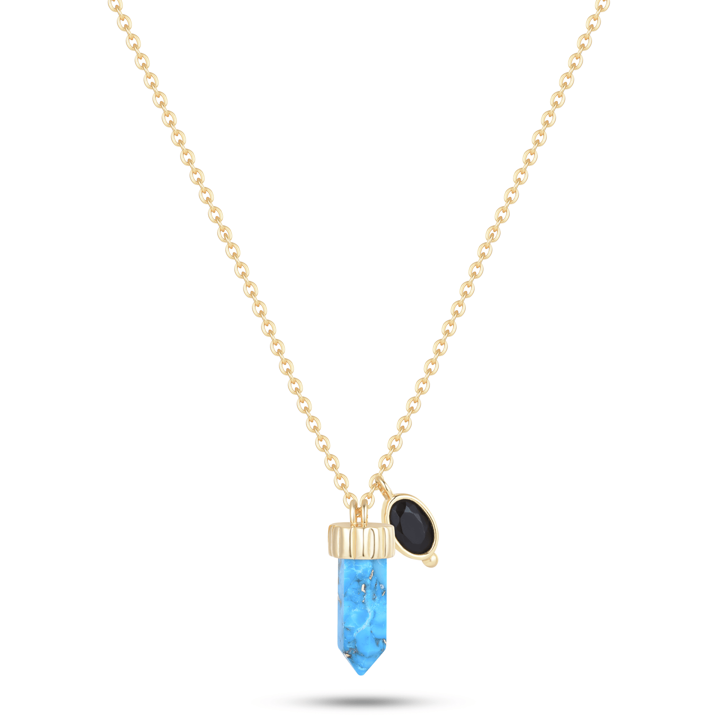 Collier en Argent 925 doré Or jaune 18k assemblé de Turquoise - Maison Di Giorgio