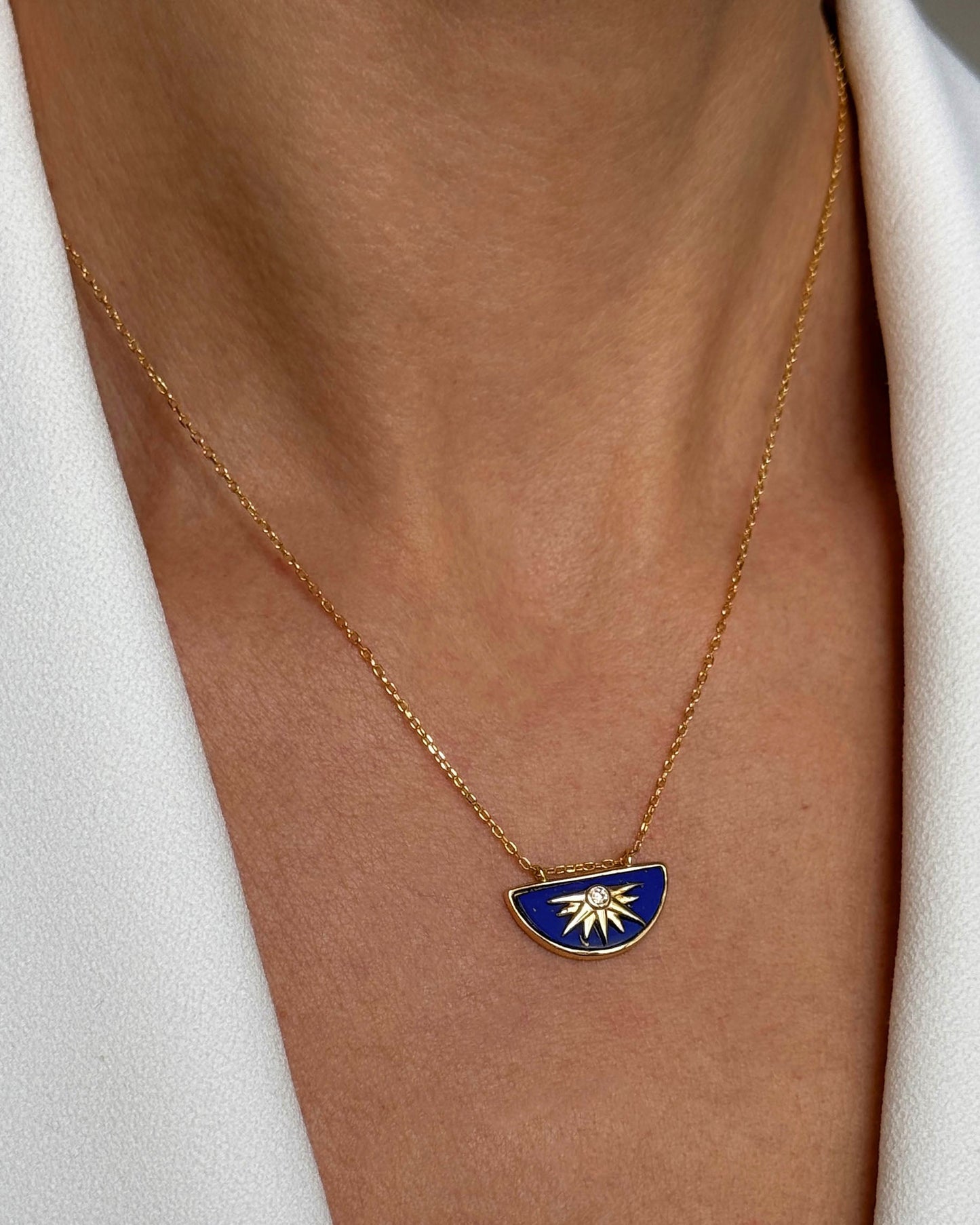 Collier en Argent 925 doré Or jaune 18k assemblé de Lapis - lazuli - Maison Di Giorgio