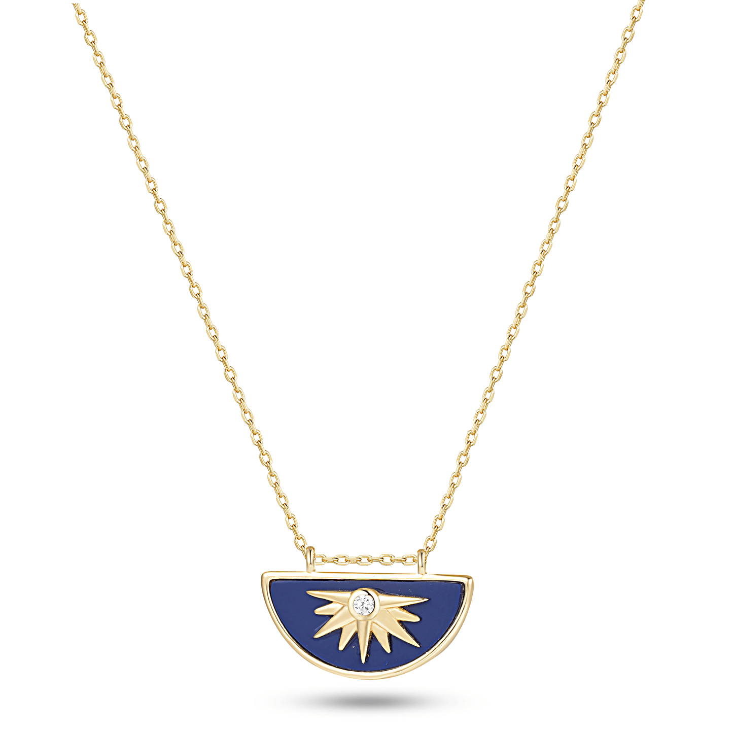Collier en Argent 925 doré Or jaune 18k assemblé de Lapis - lazuli - Maison Di Giorgio