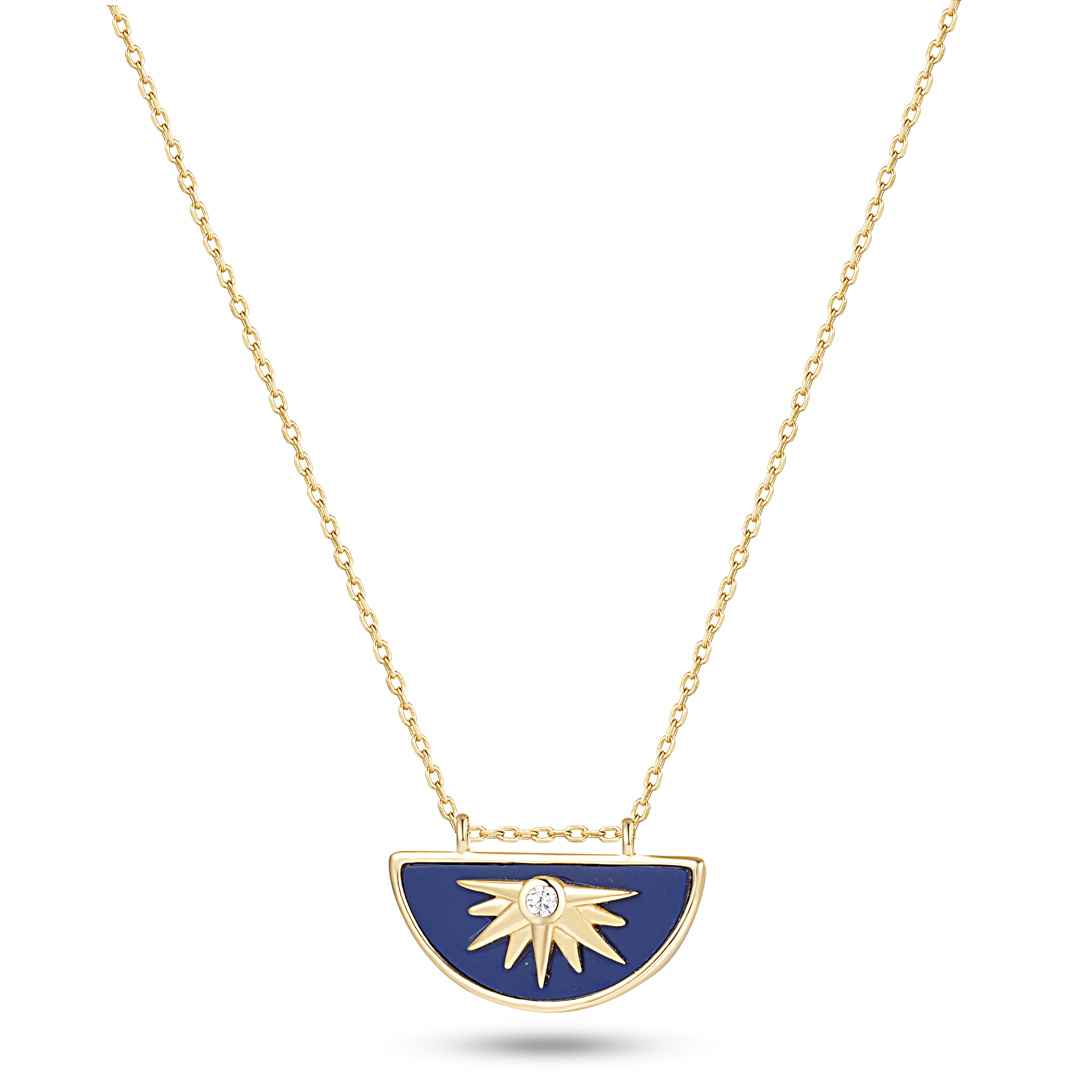 Collier en Argent 925 doré Or jaune 18k assemblé de Lapis - lazuli - Maison Di Giorgio