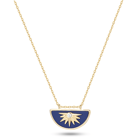 Collier en Argent 925 doré Or jaune 18k assemblé de Lapis - lazuli - Maison Di Giorgio