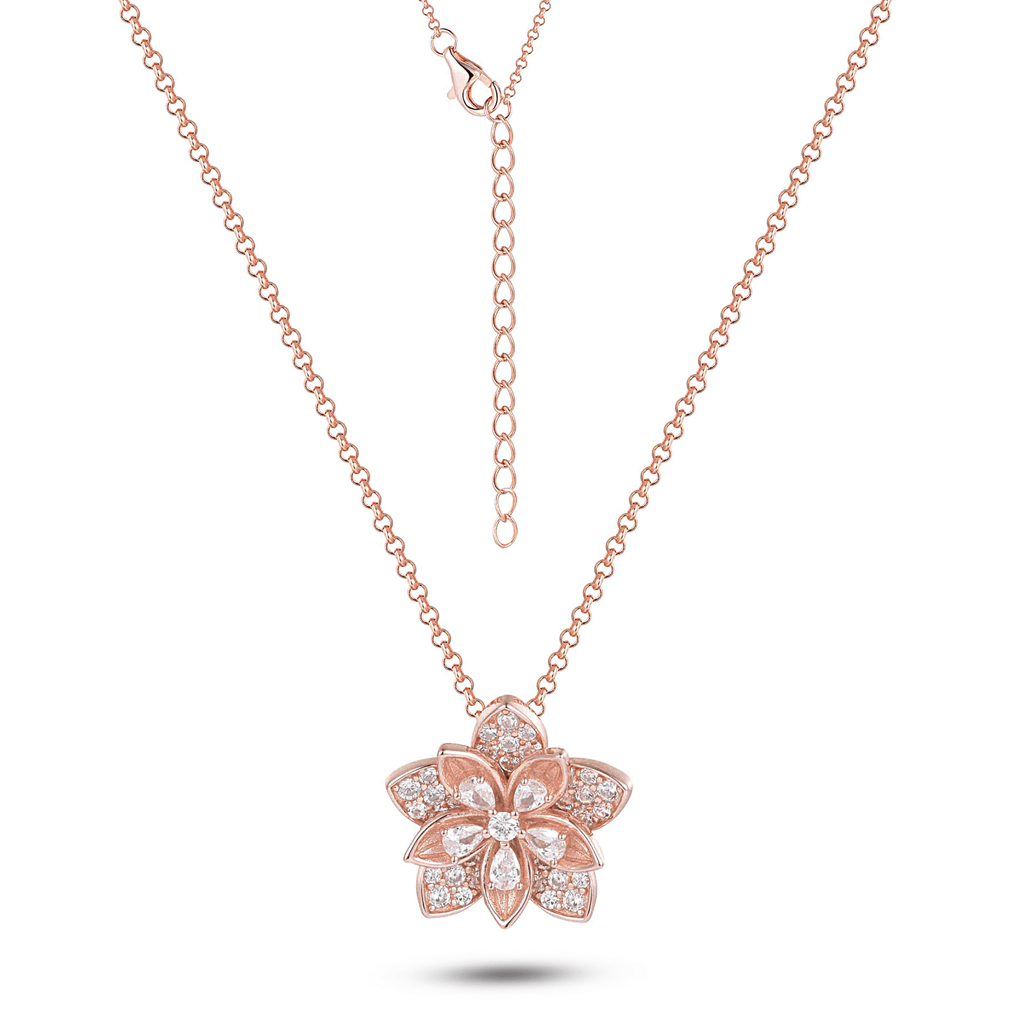 Collier en Argent 925 doré Or rose 18k assemblée d'Oxyde de zirconium - Maison Di Giorgio
