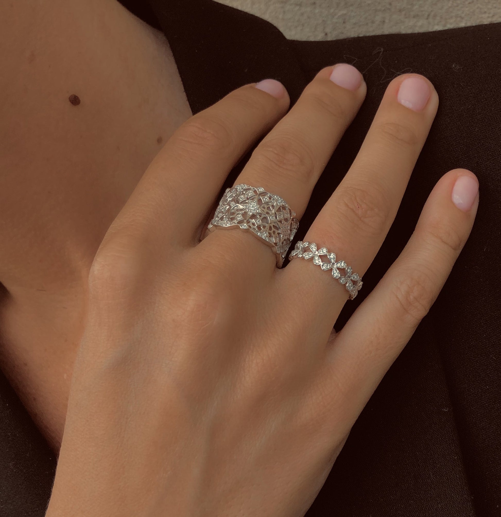 Bague en Argent 925 plaqué Rhodium assemblée d'oxyde de zirconium - Maison Di Giorgio