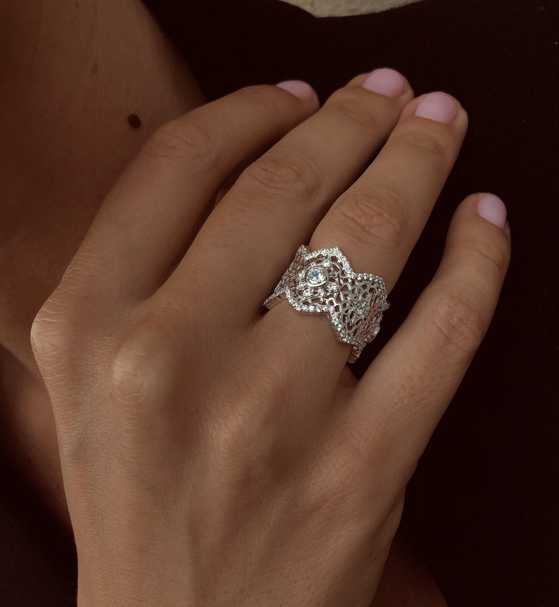 Bague en Argent 925 plaqué Rhodium assemblée d'Oxyde de zirconium - Maison Di Giorgio