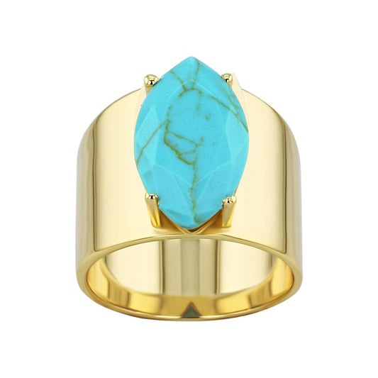 Bague en Argent 925 doré Or jaune 18k assemblée de Turquoise - Maison Di Giorgio