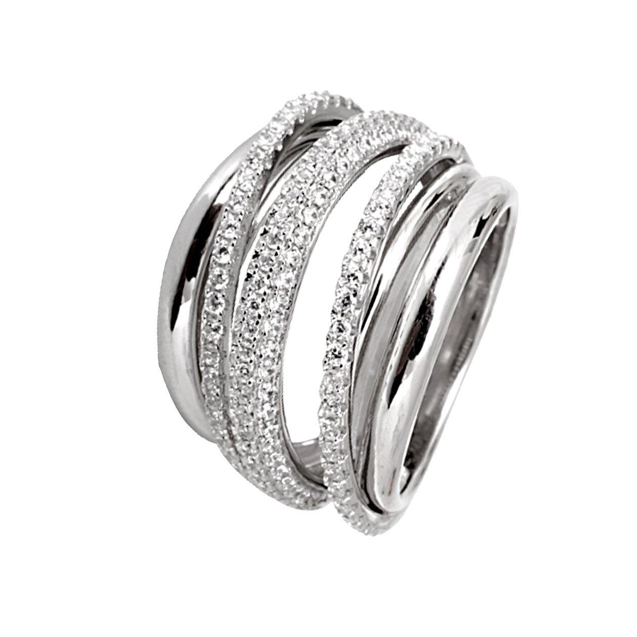 Bague en Argent 925 plaqué Rhodium assemblée d'Oxyde de zirconium - Maison Di Giorgio