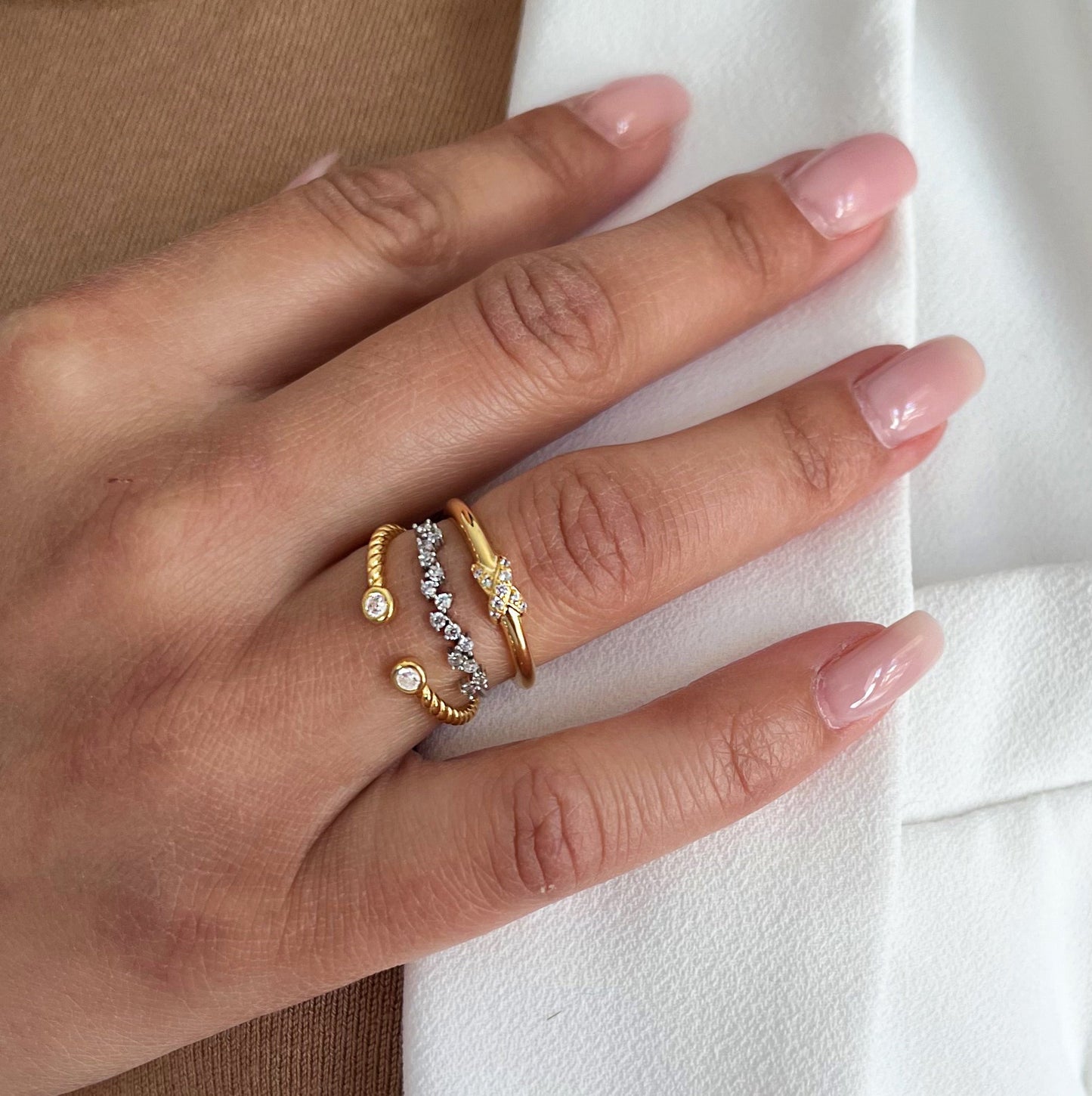 Bague en Argent 925 plaqué Rhodium assemblée d'oxyde de zirconium - Maison Di Giorgio