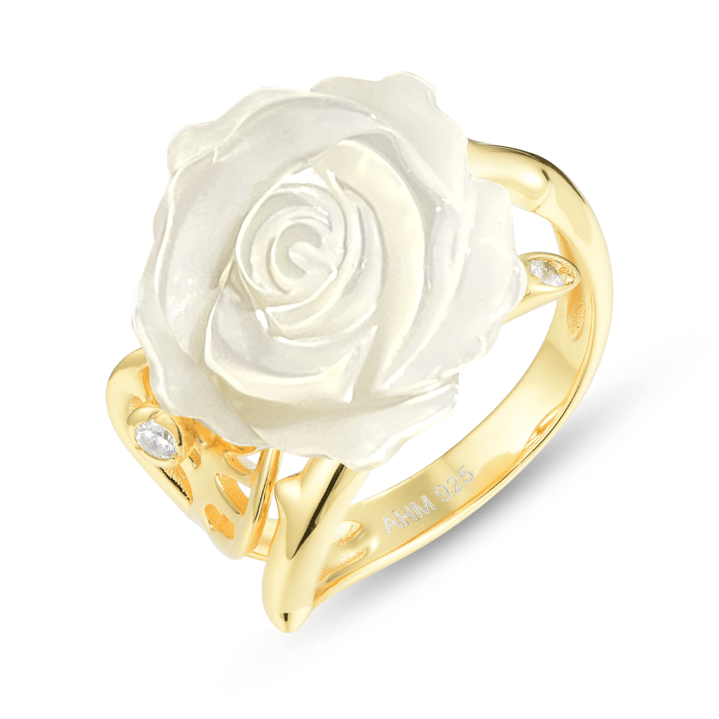 Bague en Argent 925 doré Or jaune 18k assemblée de Nacre - Maison Di Giorgio