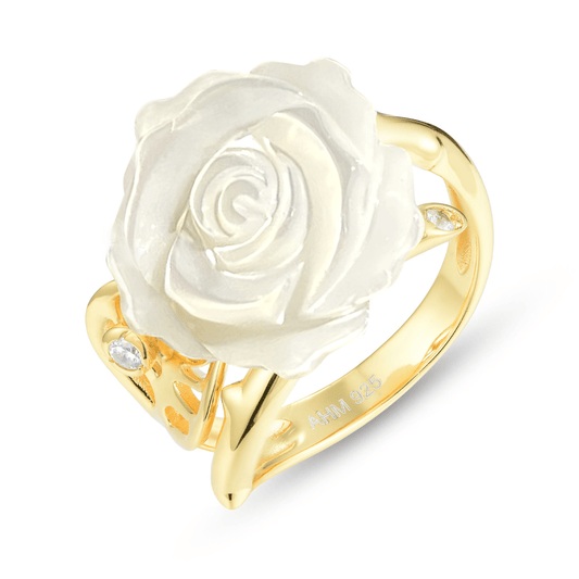 Bague en Argent 925 doré Or jaune 18k assemblée de Nacre - Maison Di Giorgio