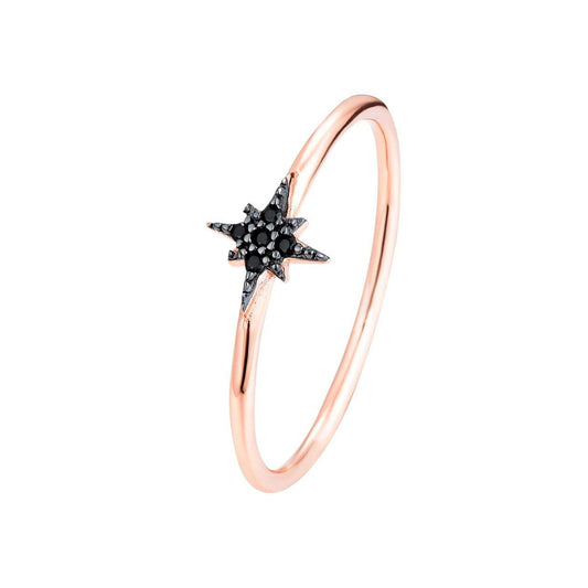 Bague en Argent 925 doré Or rose 18k assemblée d'oxyde de zirconium noir - Maison Di Giorgio