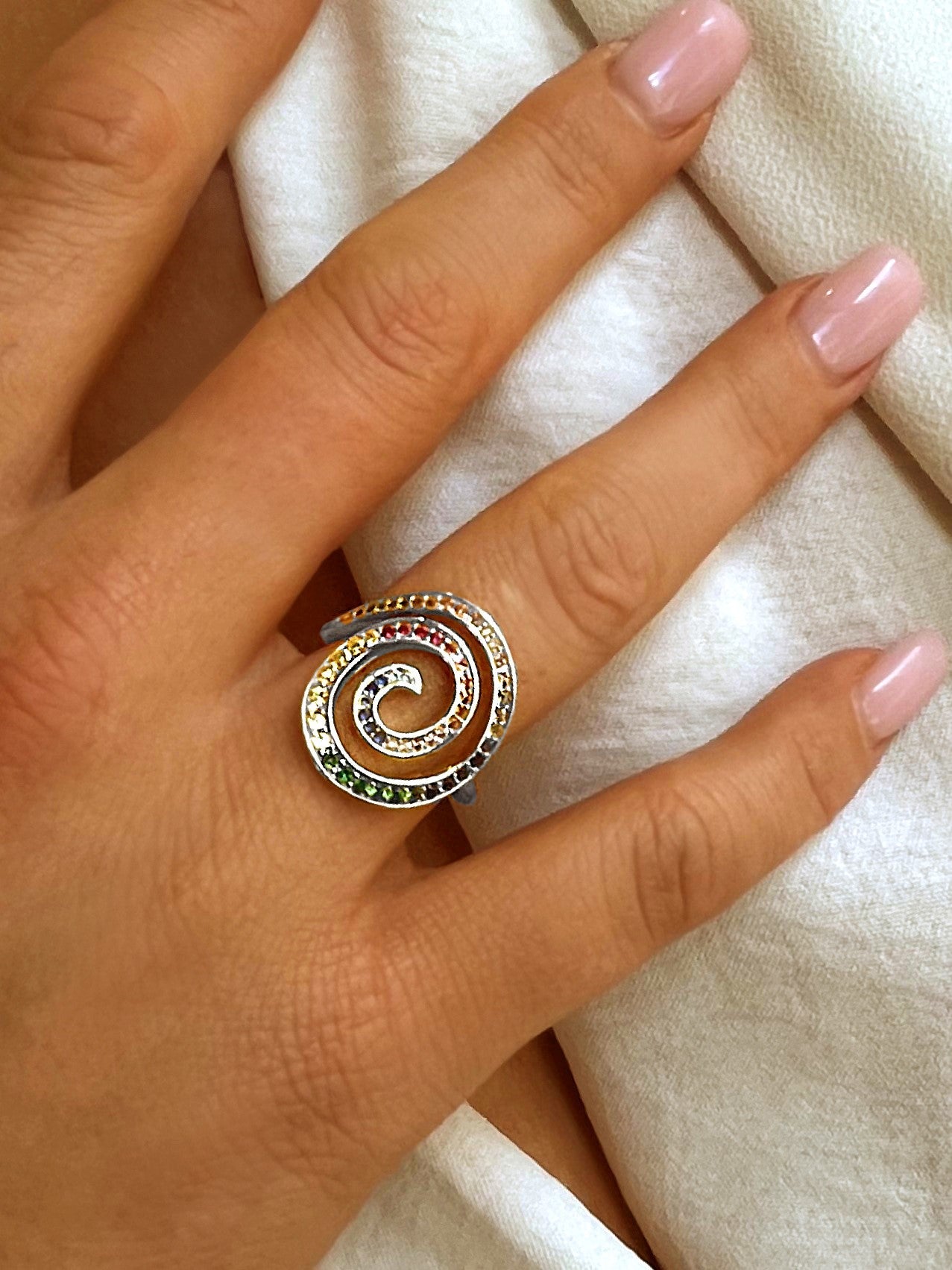 Bague en Argent 925 plaqué Rhodium assemblée d'oxyde de zirconium - Maison Di Giorgio