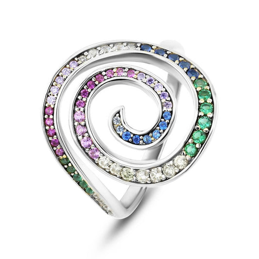 Bague en Argent 925 plaqué Rhodium assemblée d'oxyde de zirconium - Maison Di Giorgio
