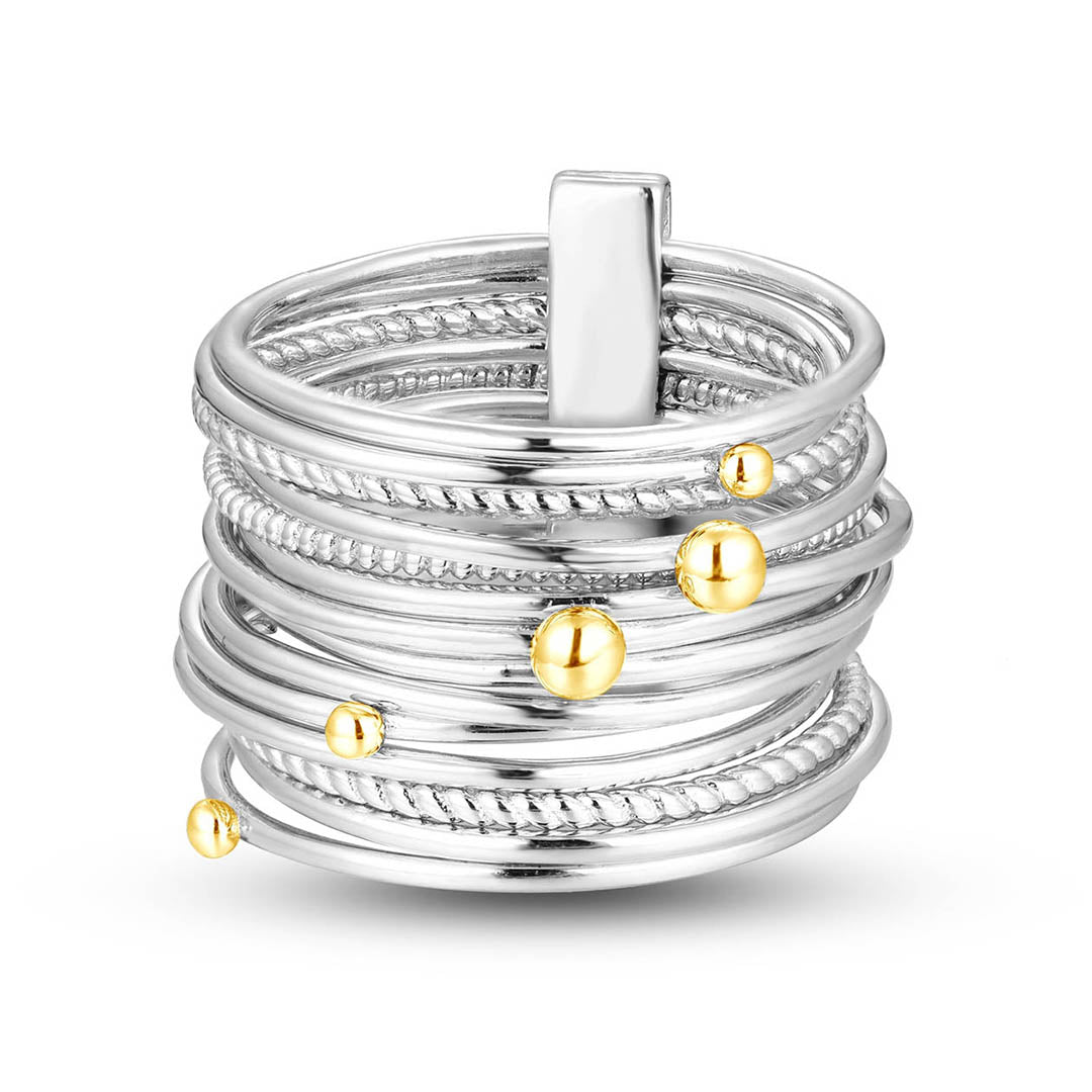 Bague en Argent 925 plaqué Rhodium et Or jaune 18k - Maison Di Giorgio