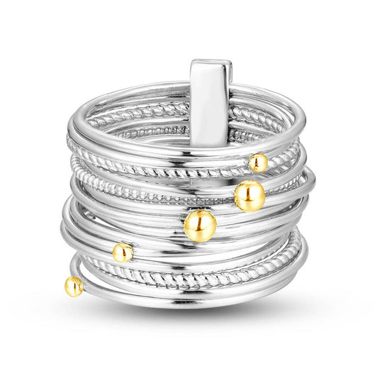 Bague en Argent 925 plaqué Rhodium et Or jaune 18k - Maison Di Giorgio