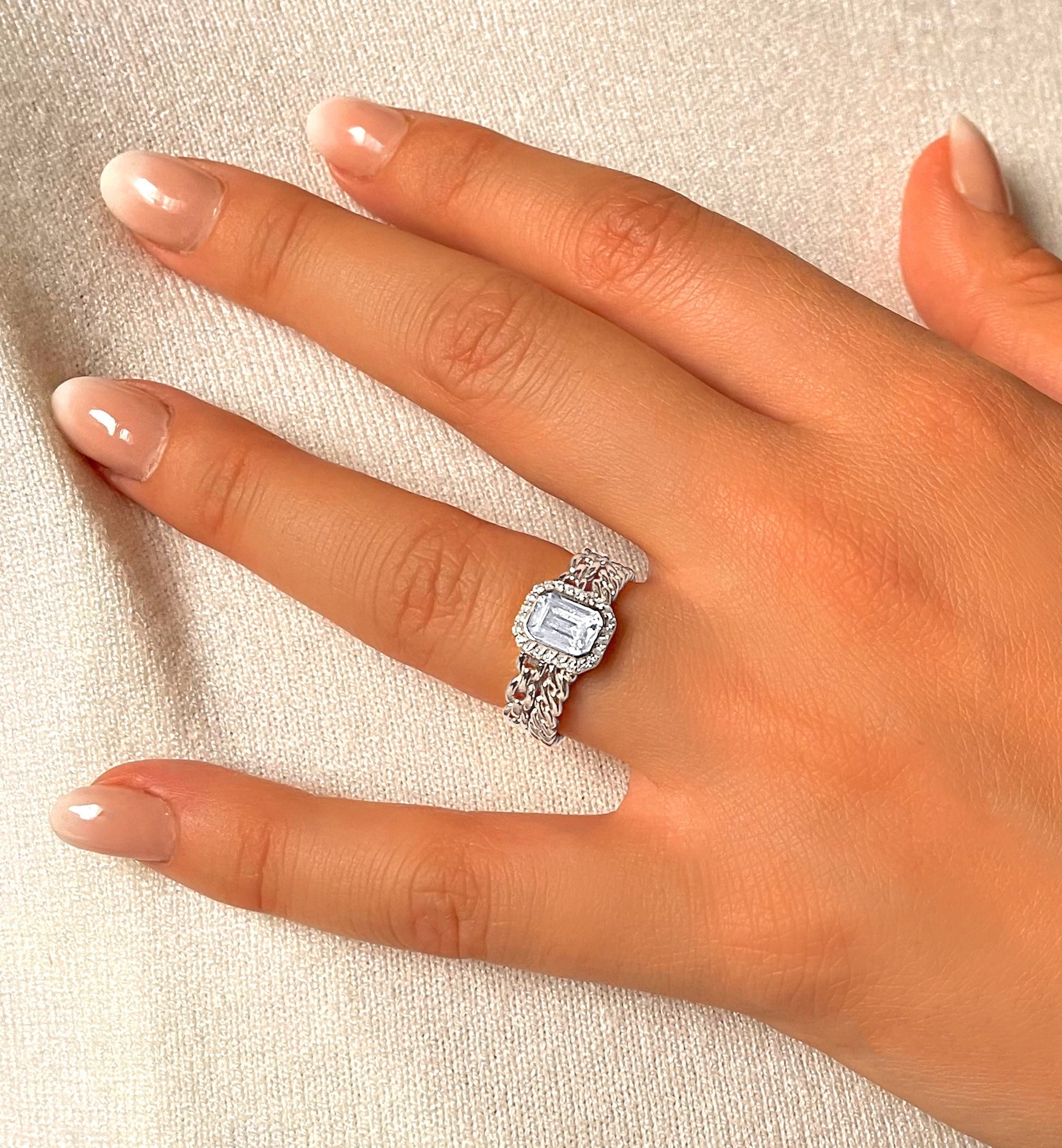 Bague en Argent 925 assemblée d'oxyde de zirconium blanc - Maison Di Giorgio