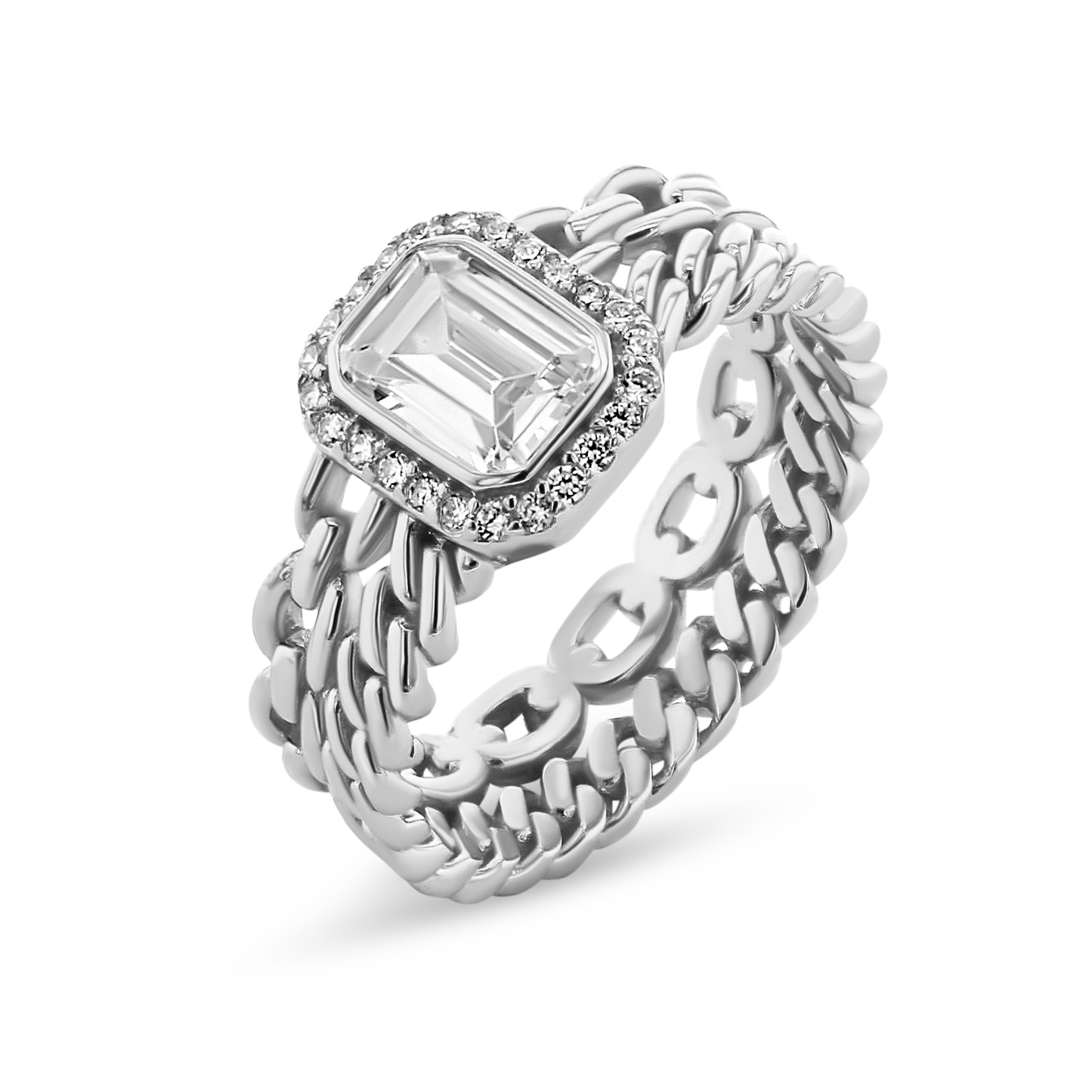 Bague en Argent 925 assemblée d'oxyde de zirconium blanc - Maison Di Giorgio