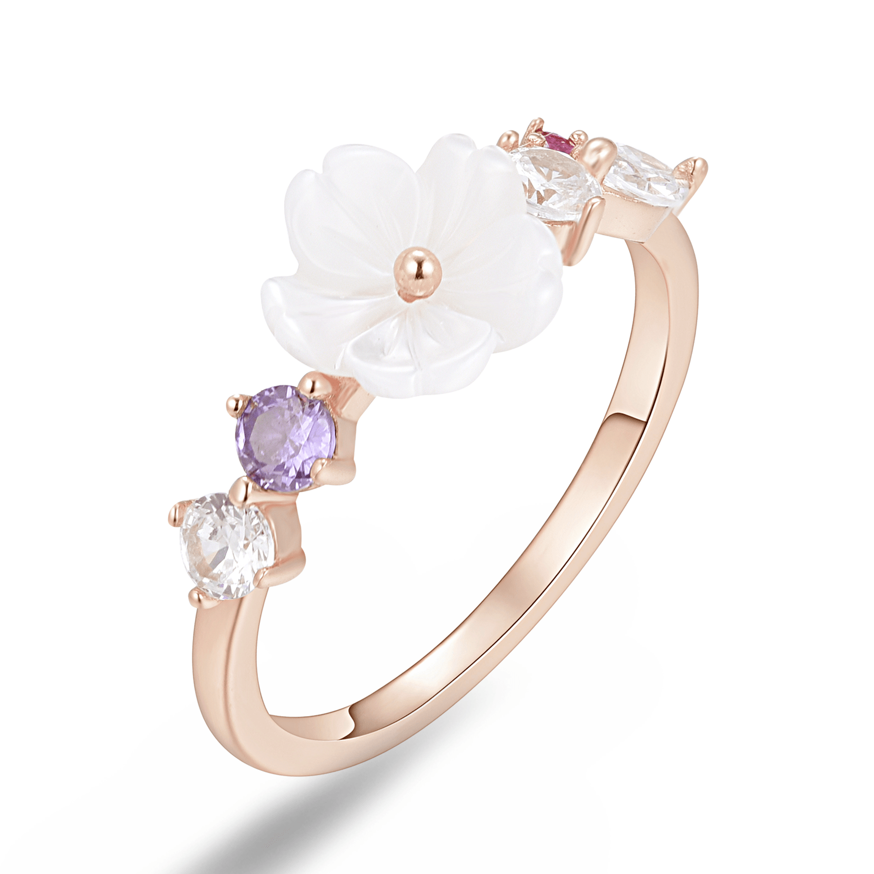 Bague en Argent 925 doré Or rose 18k assemblée de nacre et oxyde de zirconium - Maison Di Giorgio
