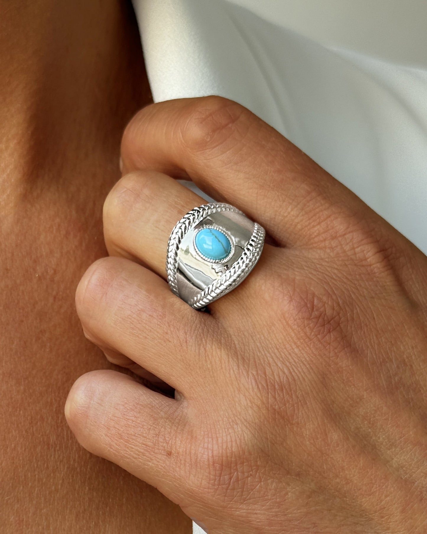 Bague en Argent 925 assemblée de Turquoise - Maison Di Giorgio