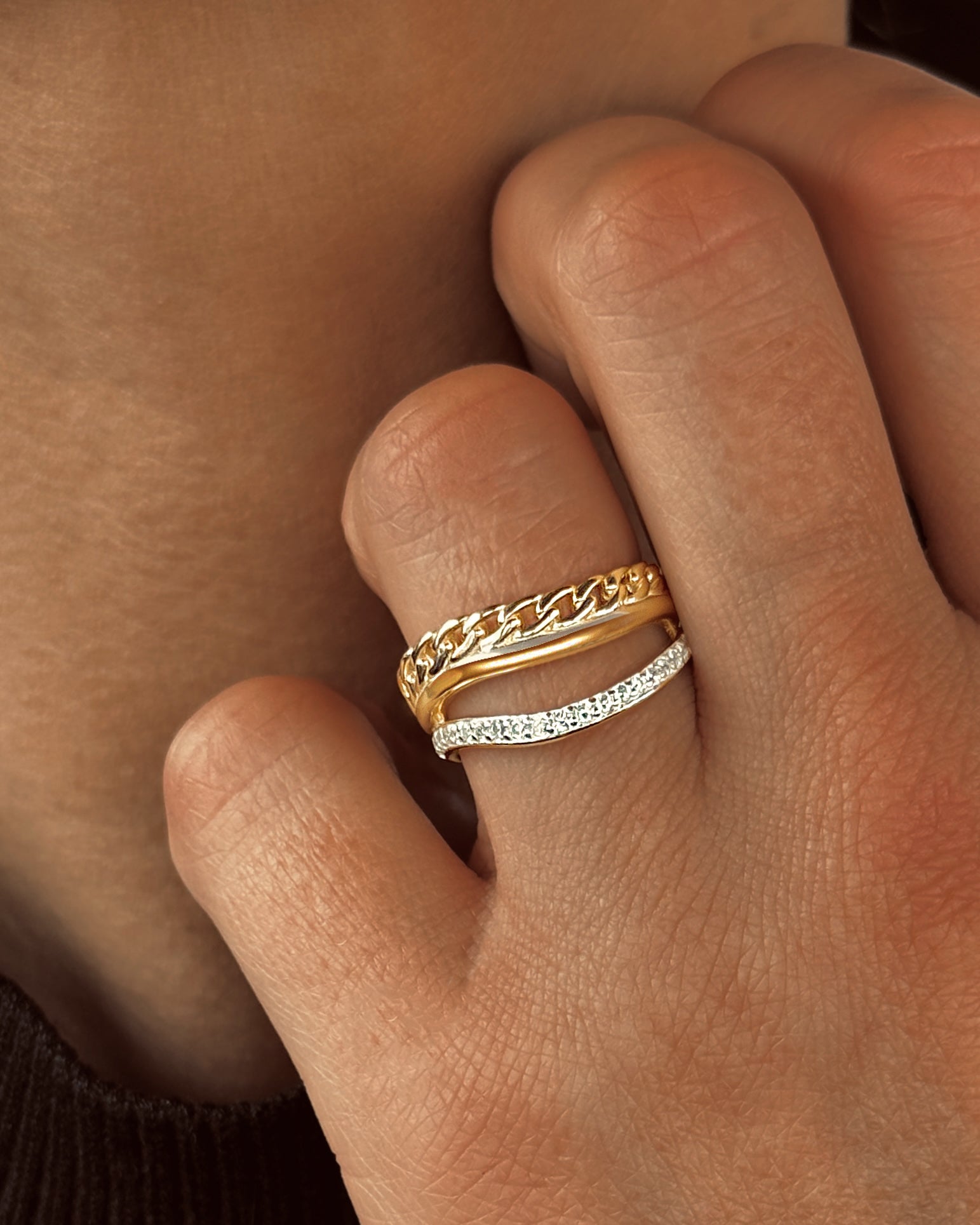 Bague en Argent 925 doré Or jaune 18k assemblée d'Oxyde de zirconium - Maison Di Giorgio