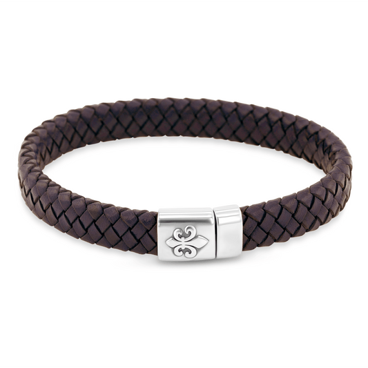 Bracelet cuir véritable et Argent 925 plaqué Argent - Maison Di Giorgio