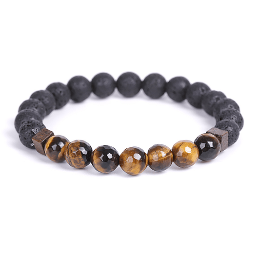 Bracelet perles assemblé de Pierre de lave et Oeil de tigre - Maison Di Giorgio