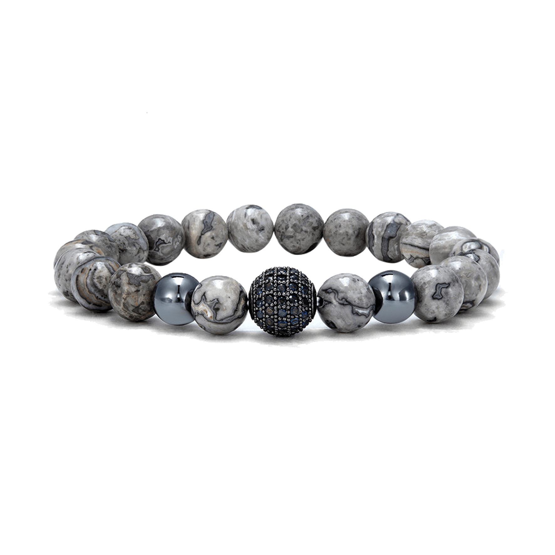 Bracelet perles assemblé de jaspe et oxyde de zirconium - Maison Di Giorgio