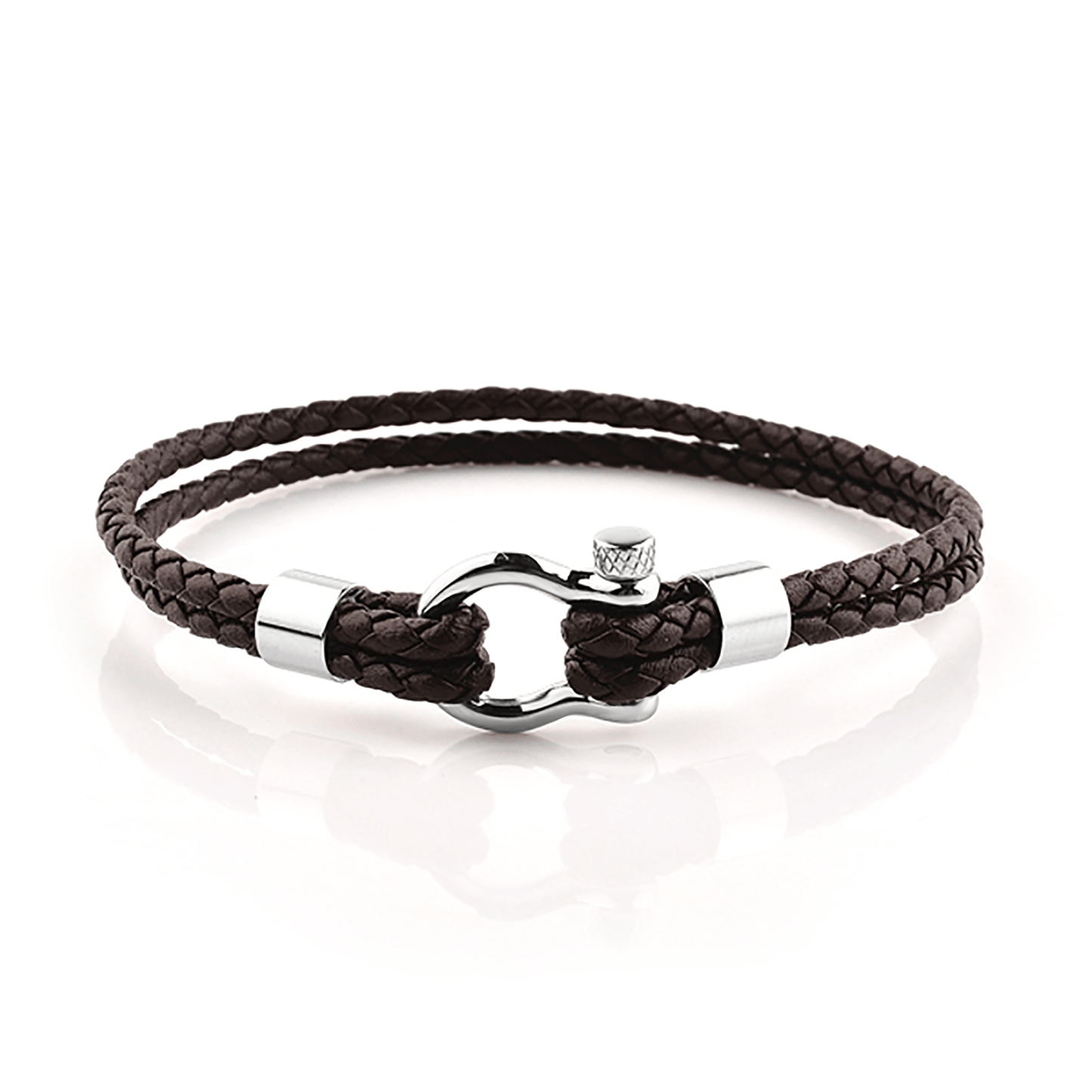 Bracelet cuir véritable et Acier inoxydable plaqué Argent - Maison Di Giorgio