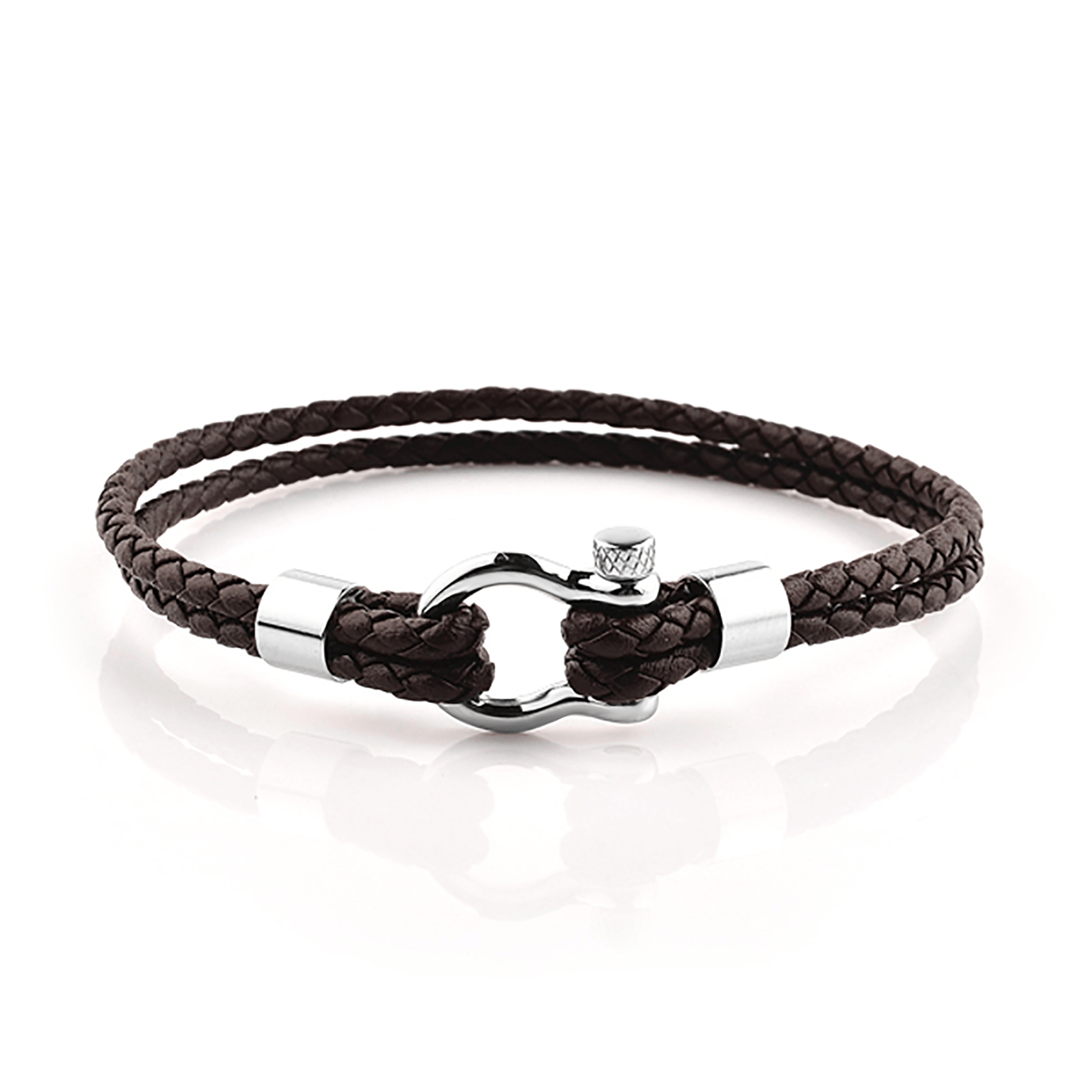 Bracelet cuir véritable et Acier inoxydable plaqué Argent - Maison Di Giorgio