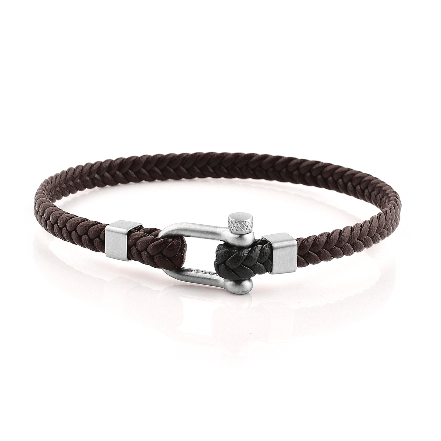 Bracelet cuir véritable et Acier inoxydable plaqué Argent - Maison Di Giorgio