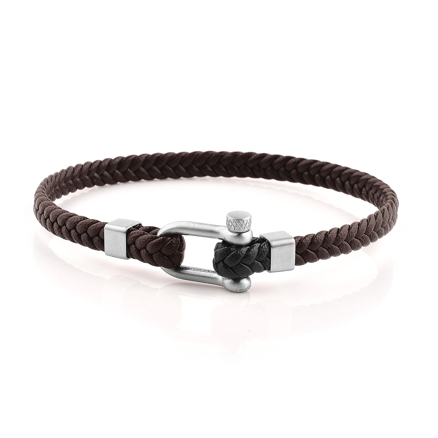 Bracelet cuir véritable et Acier inoxydable plaqué Argent - Maison Di Giorgio