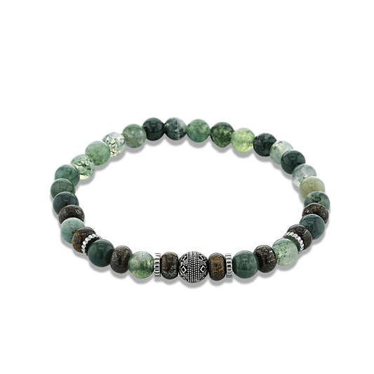 Bracelet assemblé de perles naturelles et d'acier inoxydable plaqué Argent - Maison Di Giorgio